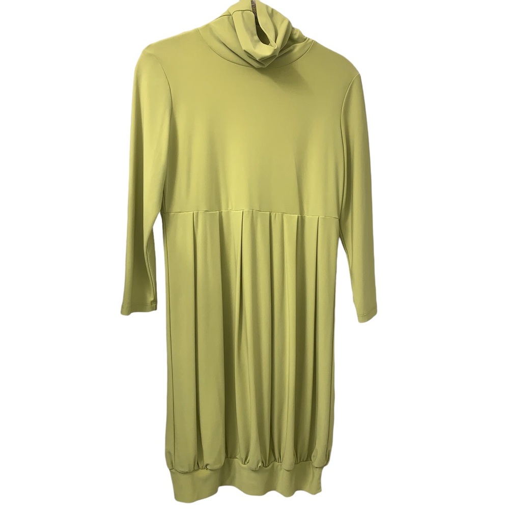 Metro Style 3/4 sleeve turtleneck balloon pleated dress Sz Sm